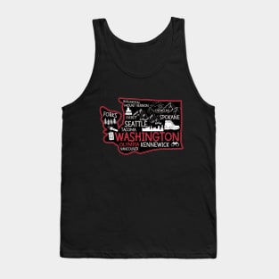 Washington Olympia Cute Map Tacoma Kennewick Forks Spokane cute travel design Tank Top